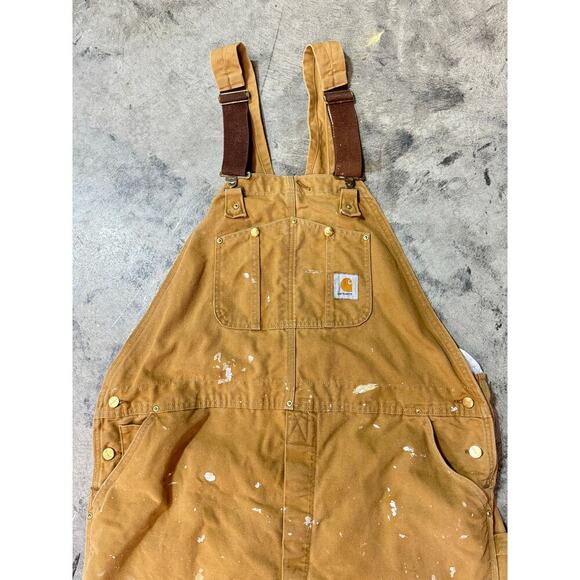 Carhartt Heavyweight Cotton Duck Bib Overalls for Men workwear Thrashed Grunge - Picture 3 of 6
